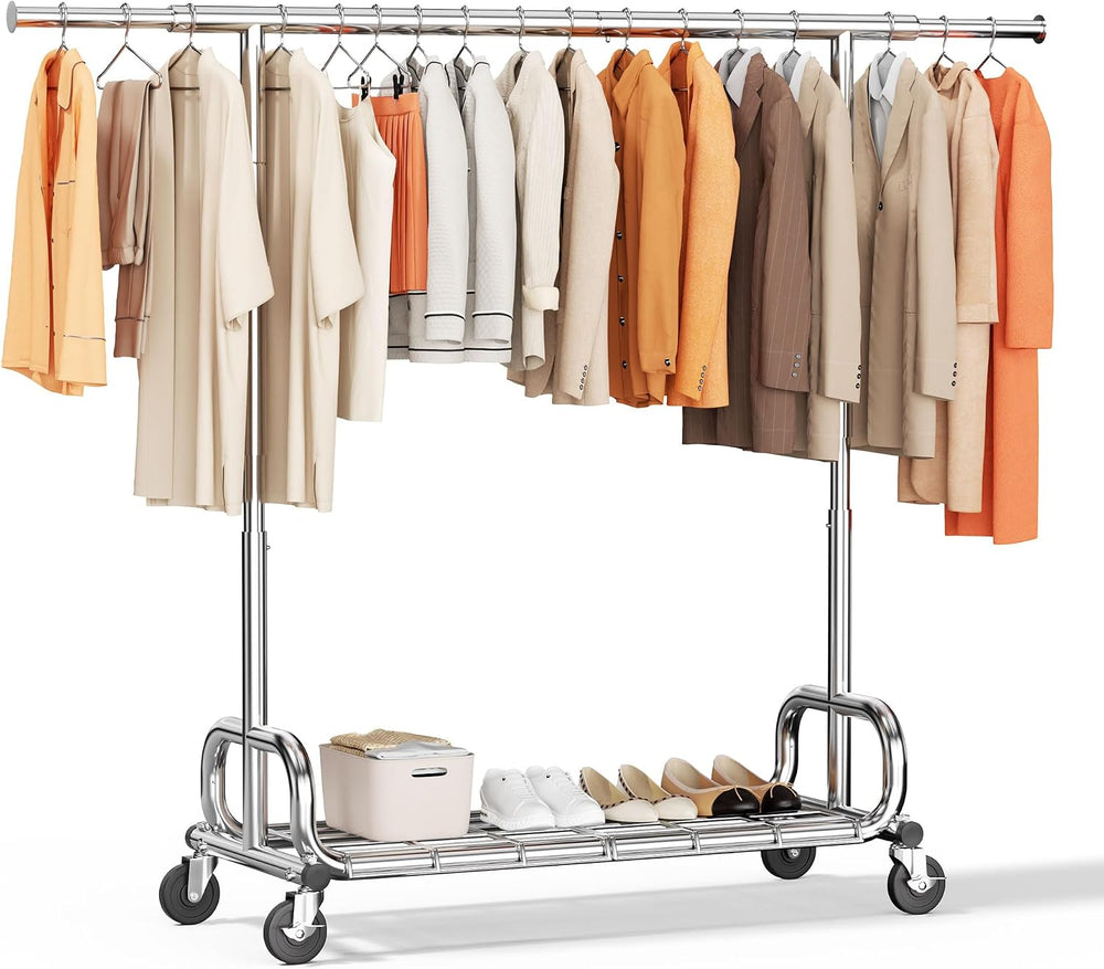 Heavy Duty Clothes Rail 204KG Capacity Adjustable Height