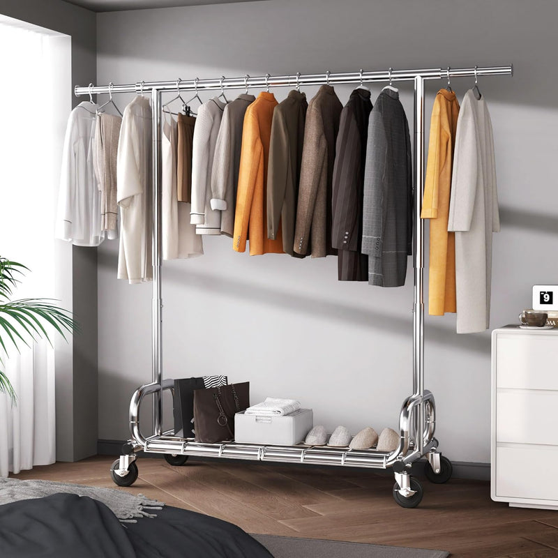 Heavy Duty Clothes Rail 204KG Capacity Adjustable Height