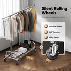 Heavy Duty Clothes Rail 204KG Capacity Adjustable Height