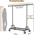 Heavy Duty Clothes Rail 238KG Capacity Extendable Hanging