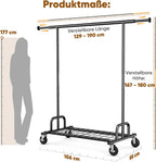 Heavy Duty Clothes Rail 238KG Capacity Extendable Hanging