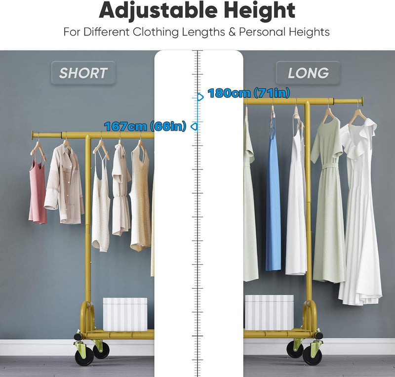 Heavy Duty Clothes Rail 238KG Capacity Extendable Hanging
