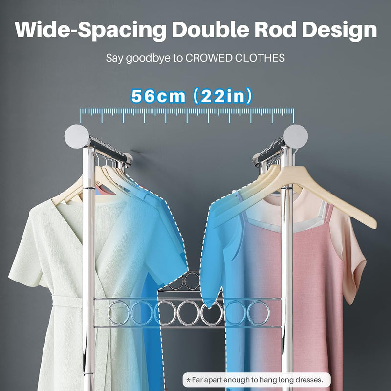 Heavy Duty Clothes Rail 238KG Capacity Extendable Hanging