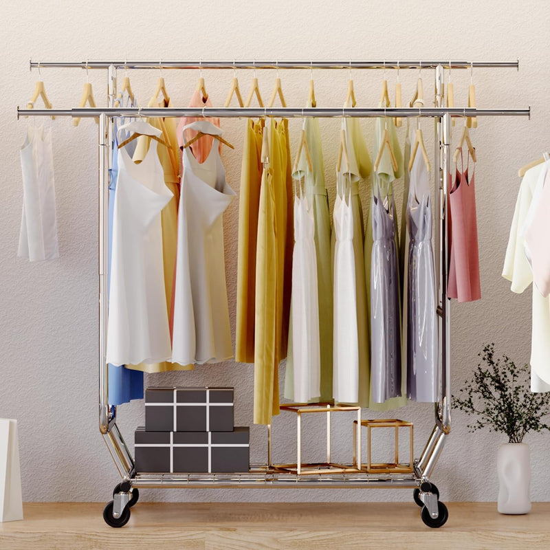 Heavy Duty Clothes Rail 238KG Capacity Extendable Hanging