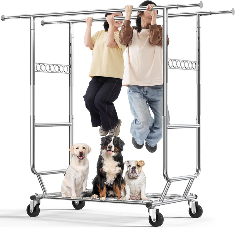 Heavy Duty Clothes Rail 238KG Capacity Extendable Hanging