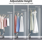 Heavy Duty Clothes Rail 238KG Capacity Extendable Hanging