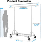 Heavy Duty Clothes Rail 238KG Capacity Extendable Hanging