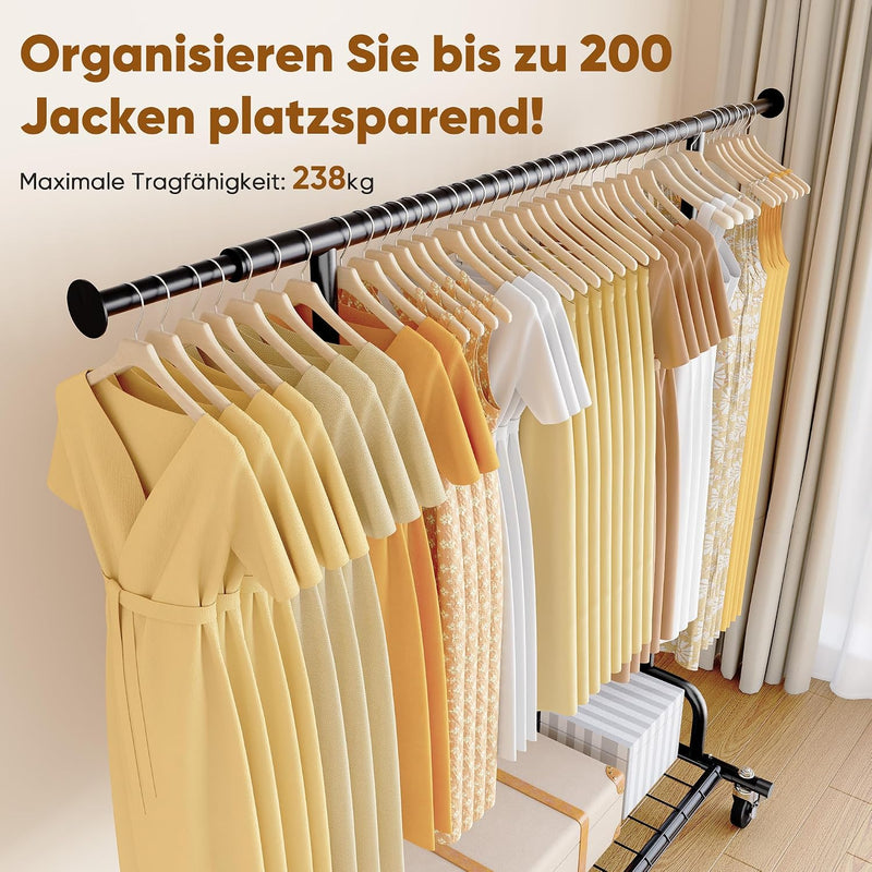 Heavy Duty Clothes Rail 238KG Capacity Extendable Hanging