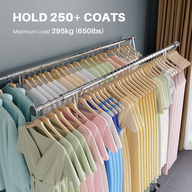 Heavy Duty Clothes Rail 238KG Capacity Extendable Hanging
