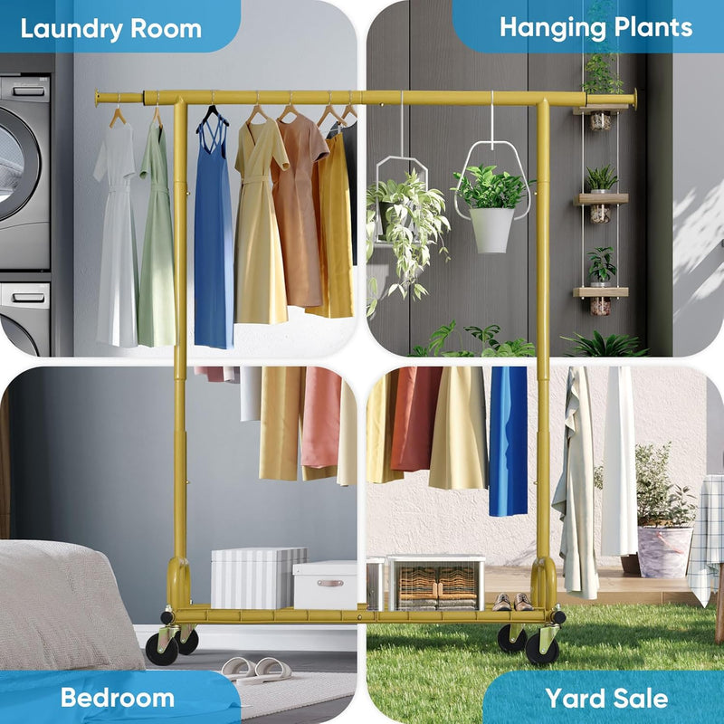 Heavy Duty Clothes Rail 238KG Capacity Extendable Hanging