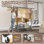 Heavy Duty Clothes Rail 238KG Capacity Extendable Hanging