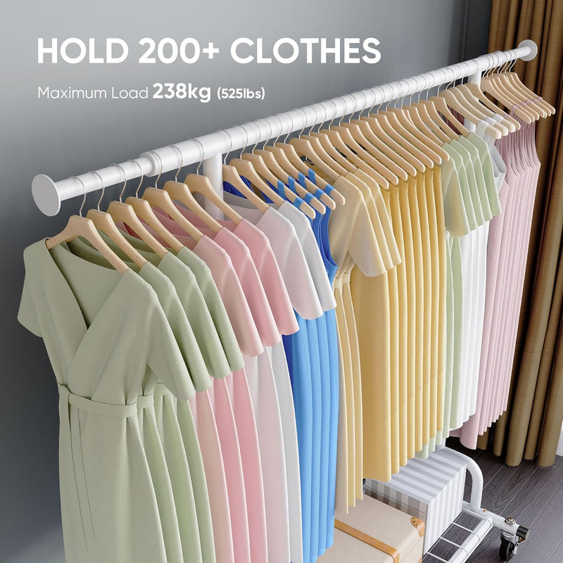 Heavy Duty Clothes Rail 238KG Capacity Extendable Hanging