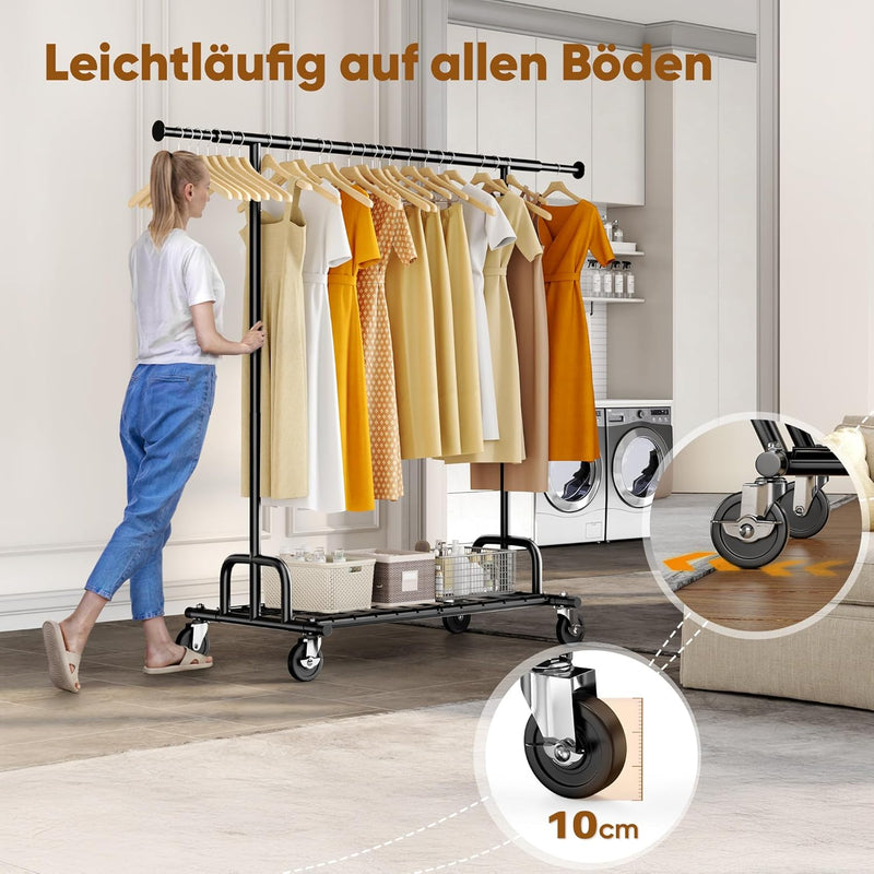 Heavy Duty Clothes Rail 238KG Capacity Extendable Hanging