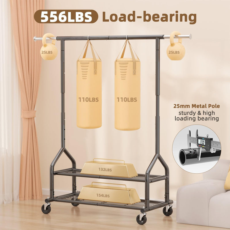Heavy Duty Clothes Rail Clothing with Shelves