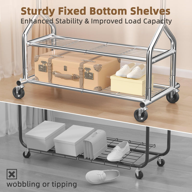 Heavy Duty Clothes Rail Clothing with Shelves