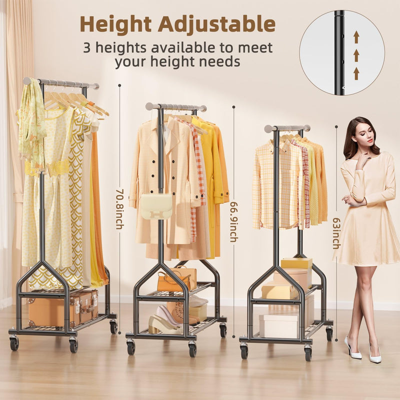 Heavy Duty Clothes Rail Clothing with Shelves