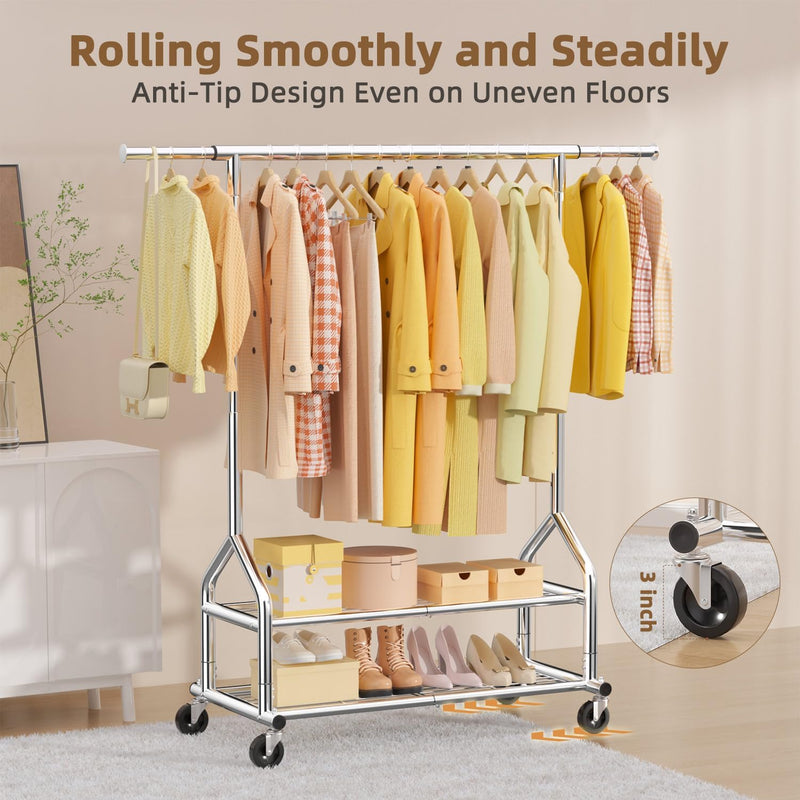 Heavy Duty Clothes Rail Clothing with Shelves