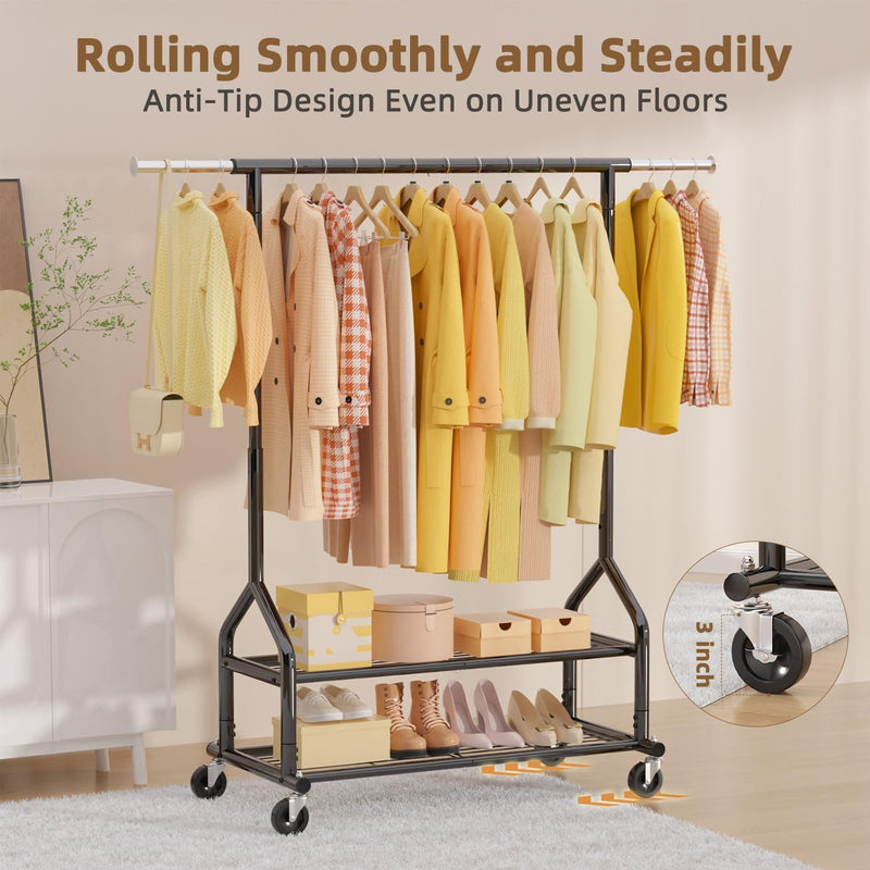 Heavy Duty Clothes Rail Clothing with Shelves