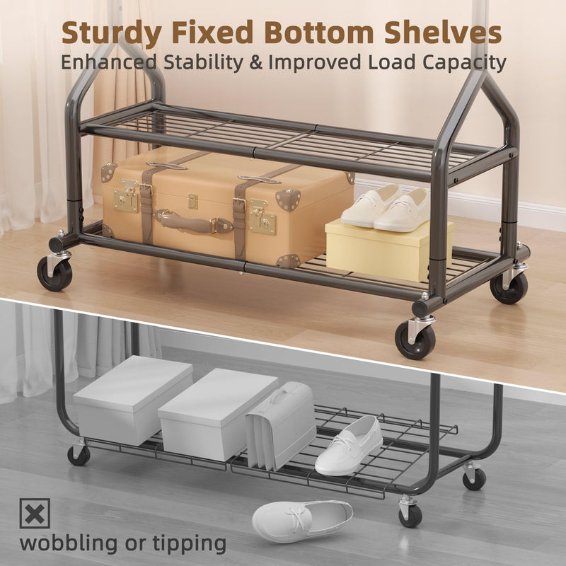 Heavy Duty Clothes Rail Clothing with Shelves