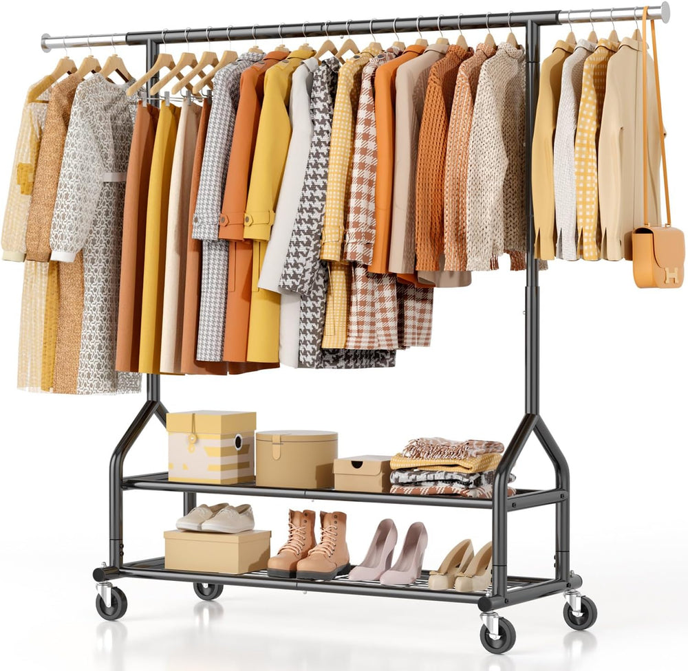 Heavy Duty Rolling Clothes Rail