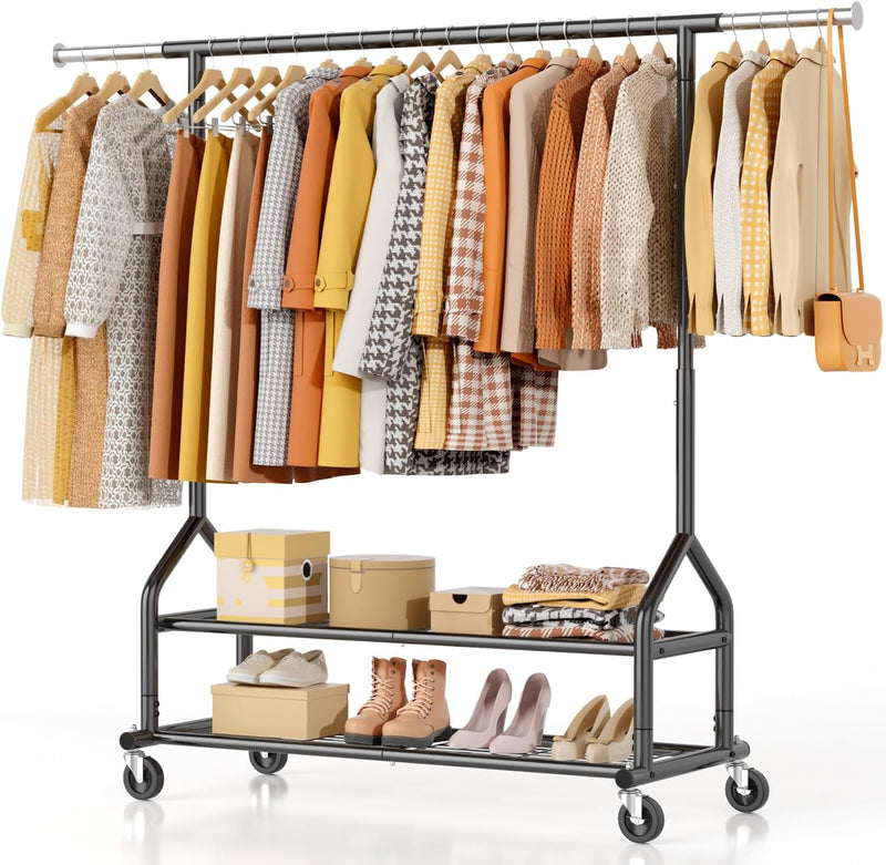 Heavy Duty Clothes Rail Clothing with Shelves