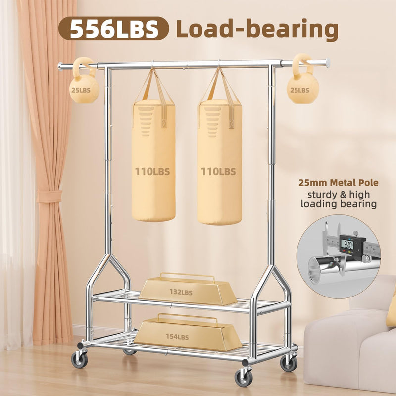 Heavy Duty Clothes Rail Clothing with Shelves