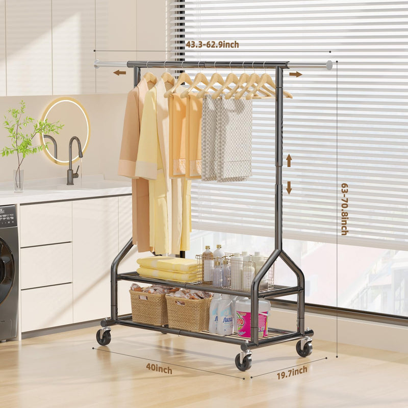 Heavy Duty Clothes Rail Clothing with Shelves
