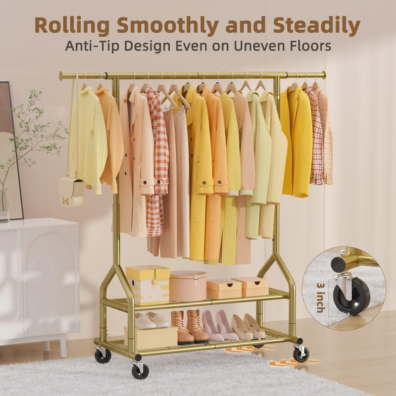 Heavy Duty Clothes Rail Clothing with Shelves