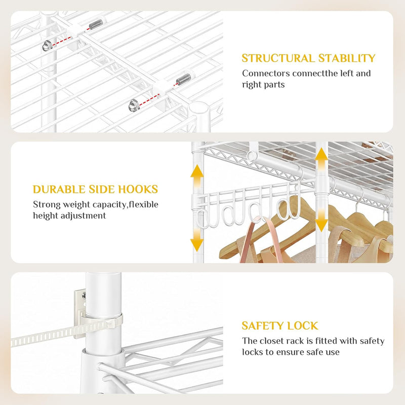 Heavy Duty Clothes Rail for Corner with Hanging