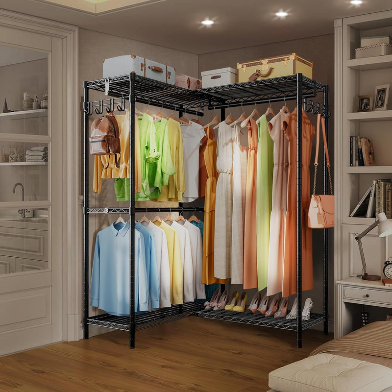 Heavy Duty Clothes Rail for Corner with Hanging