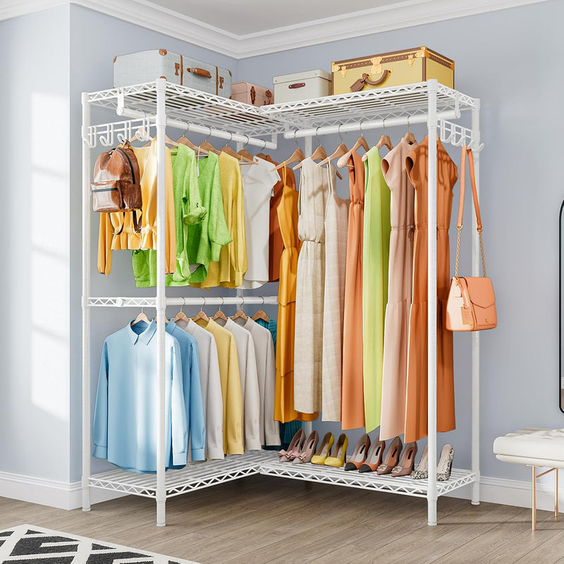 Heavy Duty Clothes Rail for Corner with Hanging
