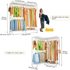 Heavy Duty Clothes Rail for Corner with Hanging