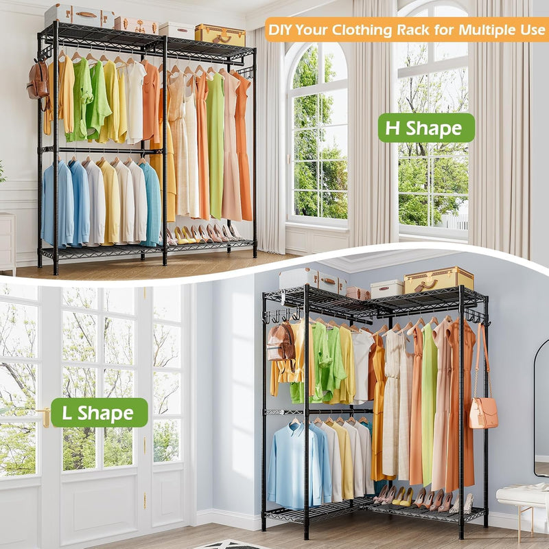 Heavy Duty Clothes Rail for Corner with Hanging