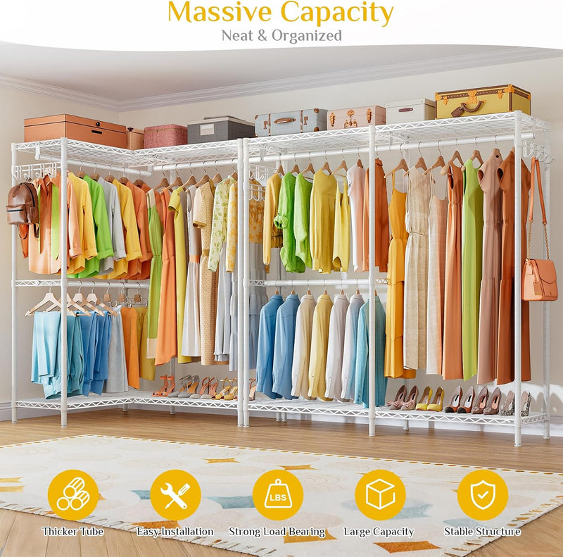 Heavy Duty Clothes Rail for Corner with Hanging