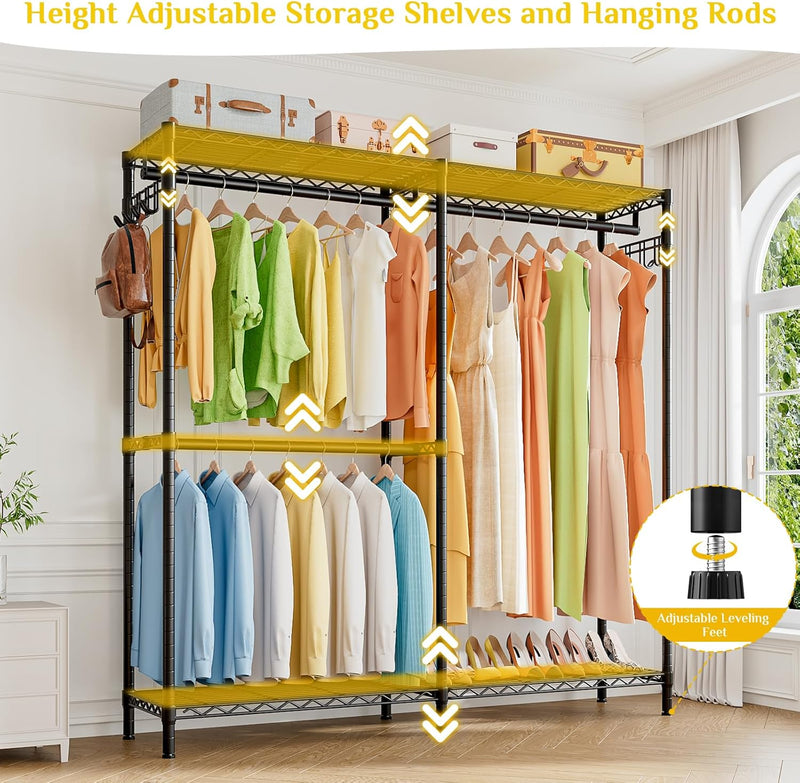 Heavy Duty Clothes Rail for Corner with Hanging