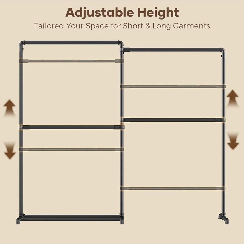 Heavy Duty Clothes Rail Freestanding Hanging with 4