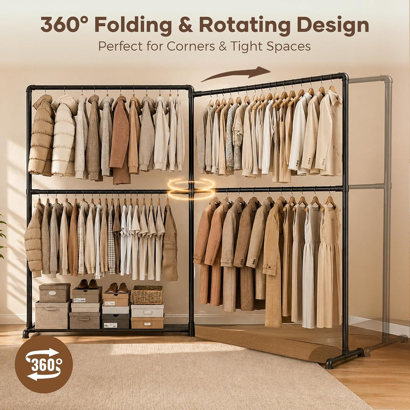 Heavy Duty Clothes Rail Freestanding Hanging with 4