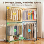 Heavy Duty Clothes Rail Freestanding Hanging with 4
