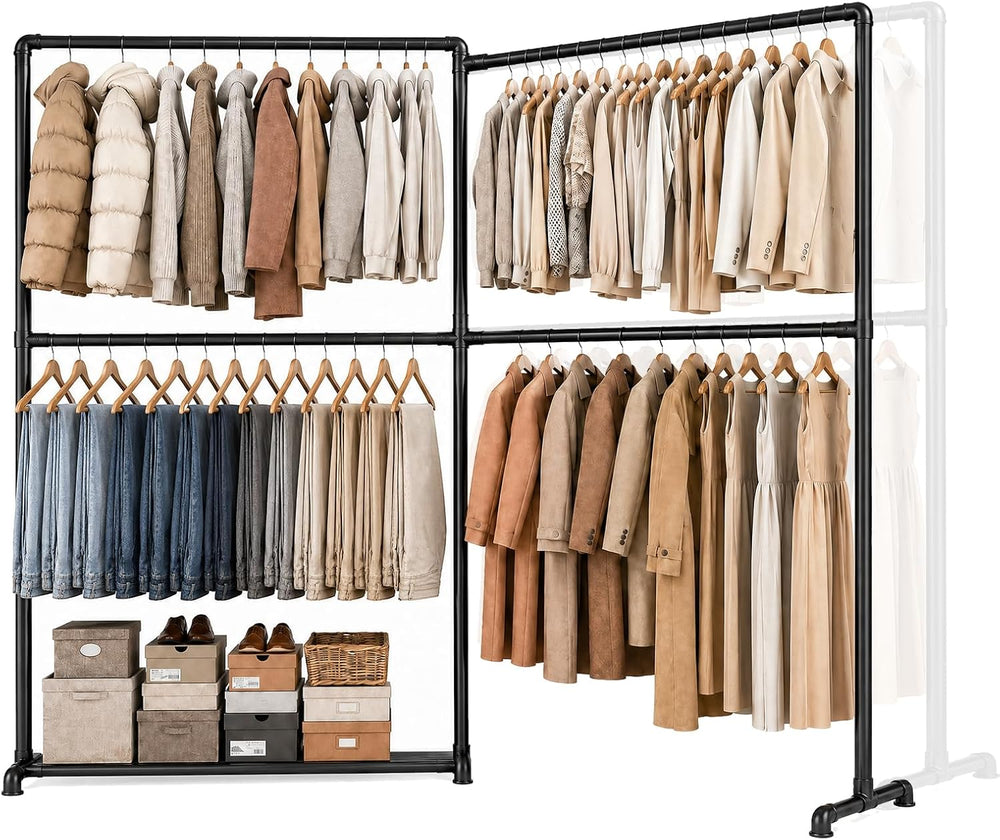 Heavy Duty Clothes Rail Freestanding Hanging with 4