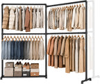 Heavy Duty Clothes Rail Freestanding Hanging with 4