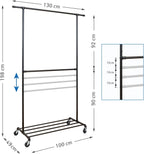 Heavy Duty Clothes Rail Mobile Wardrobe with Adjustable