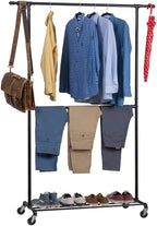 Heavy Duty Clothes Rail Mobile Wardrobe with Adjustable