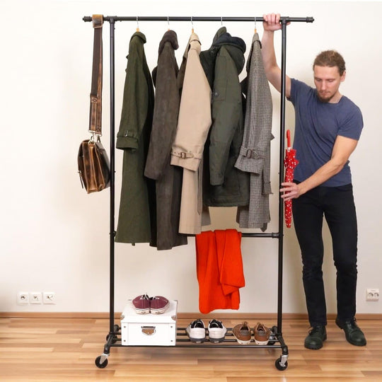 Heavy Duty Clothes Rail Mobile Wardrobe with Adjustable