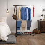 Heavy Duty Clothes Rail Mobile Wardrobe with Adjustable