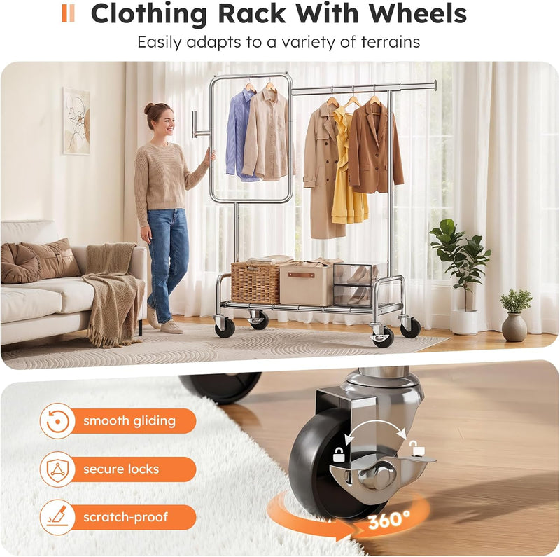 Heavy Duty Clothes Rail on Wheels
