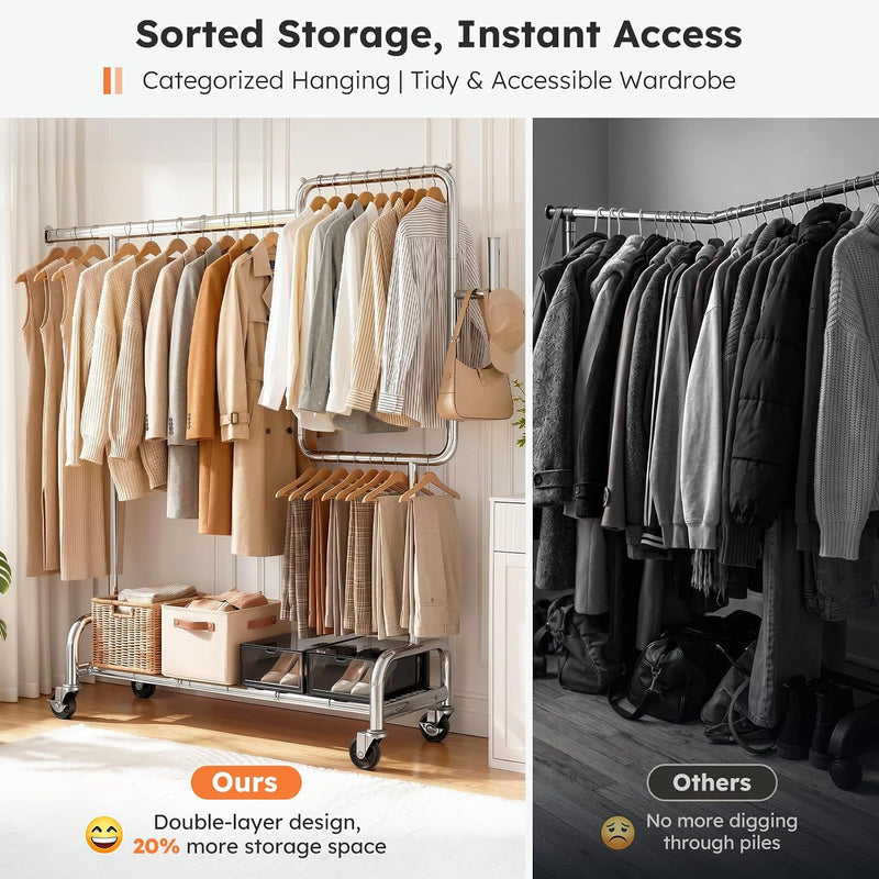 Heavy Duty Clothes Rail on Wheels