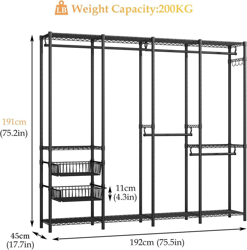 Heavy Duty Clothes Rail with 2 Slid Baskets