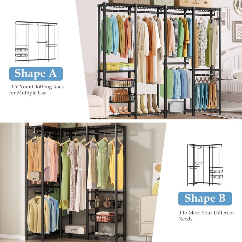 Heavy Duty Clothes Rail with 2 Slid Baskets