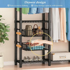 Heavy Duty Clothes Rail with 2 Slid Baskets