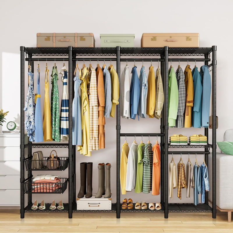 Heavy Duty Clothes Rail with 2 Slid Baskets